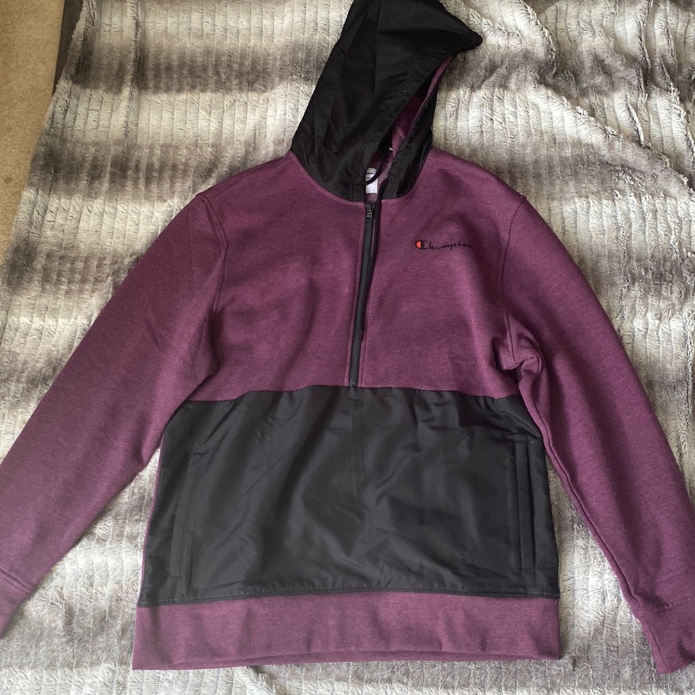 Large purple champion hoodie never worn  out only Tried on once